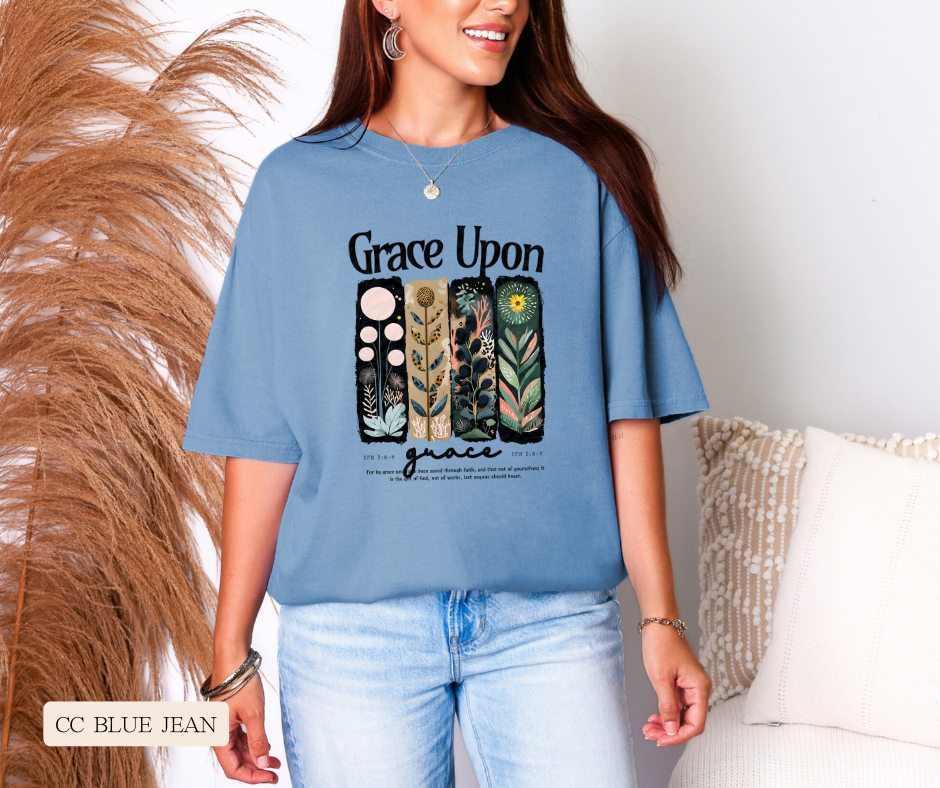 Adult Grace Upon Grace Floral Comfort Colors Tee