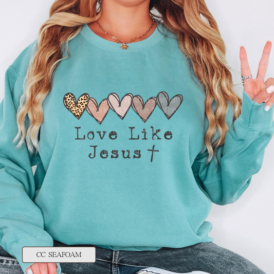 Comfort Colors Love Like Jesus Hearts Graphic Sweatshirt