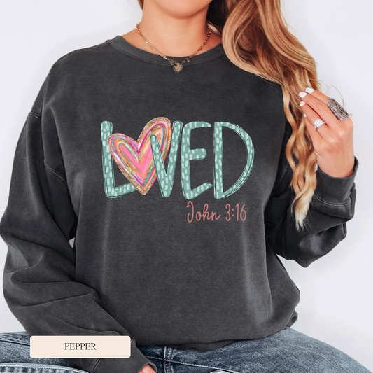 Comfort Colors Crewneck Loved Graphic Sweatshirt