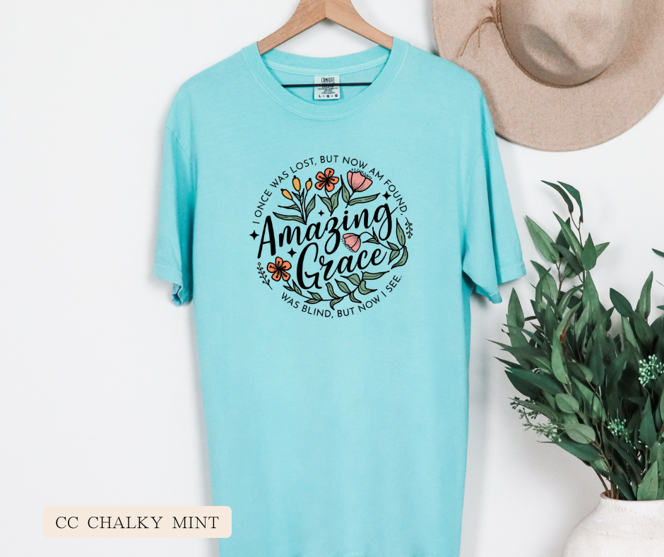 Adult Amazing Grace Floral Comfort Colors Tee