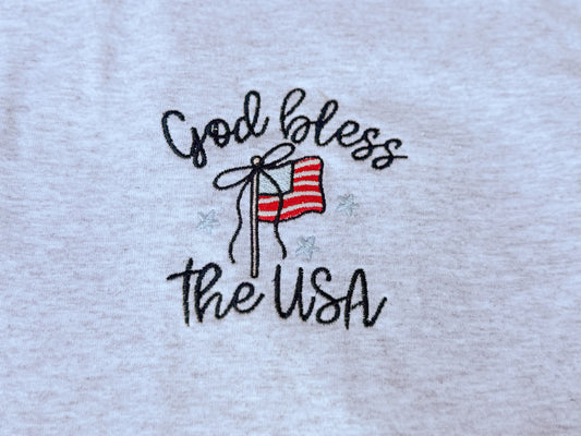 God Bless the USA Shirt | Embroidered Comfort Colors Patriotic Tee