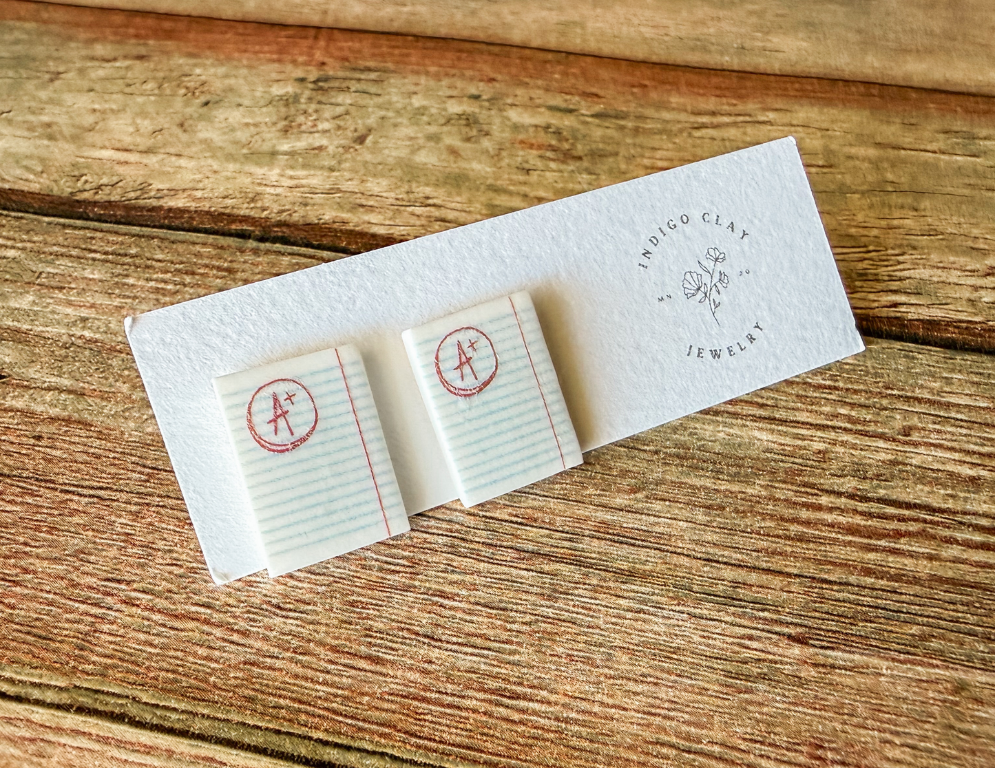 Handmade Clay A+ Notebook Earrings