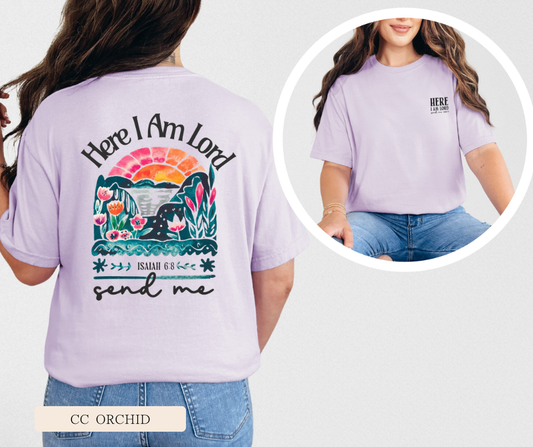 Adult Here I Am Lord Send Me Comfort Colors Tee