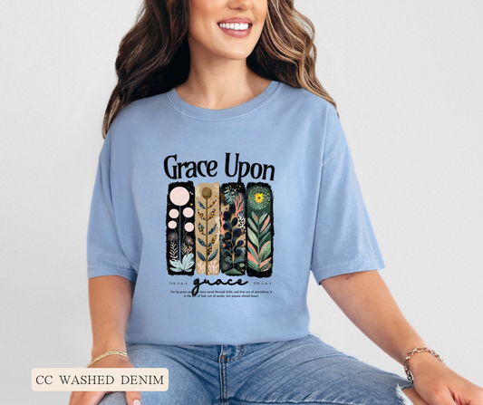 Adult Grace Upon Grace Floral Comfort Colors Tee