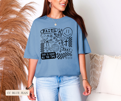 Faith Doodle Collage Comfort Colors Tee