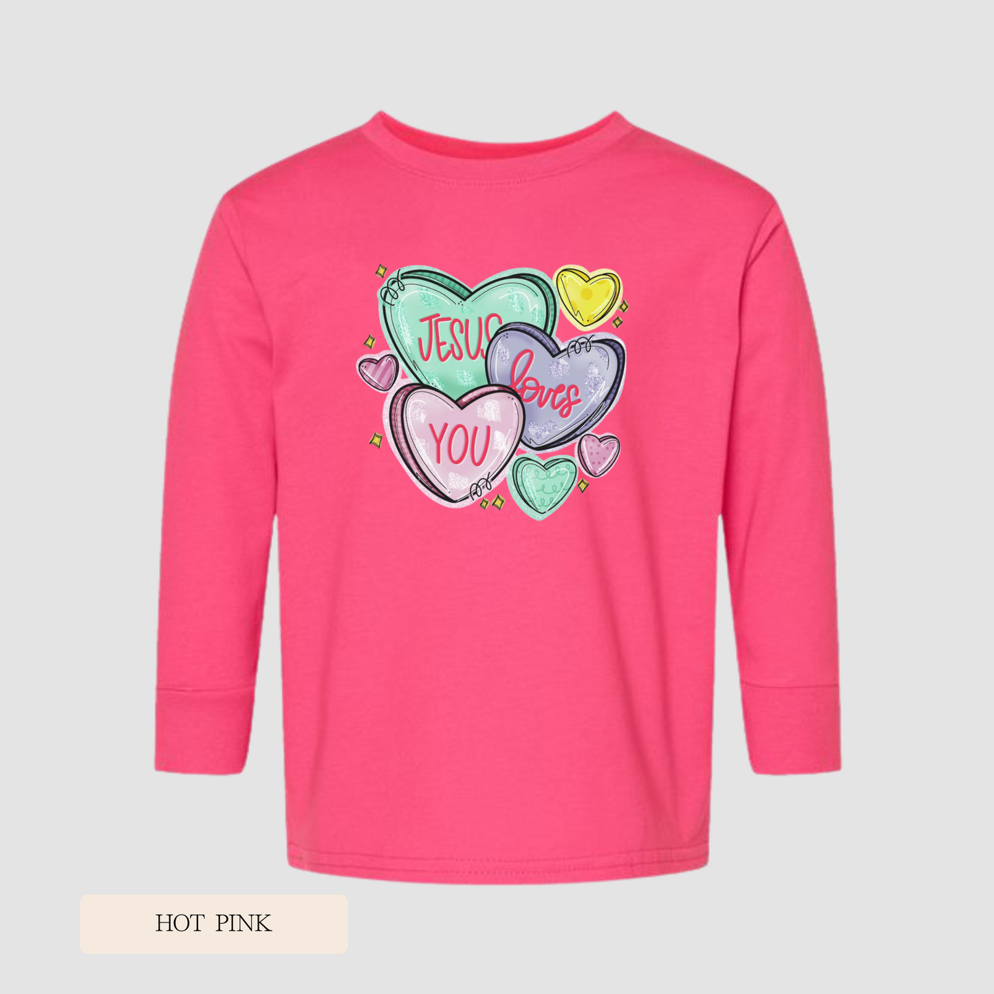 Youth/Toddler Jesus Loves You Long Sleeve Hearts Tee