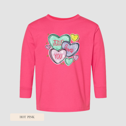 Youth/Toddler Jesus Loves You Long Sleeve Hearts Tee