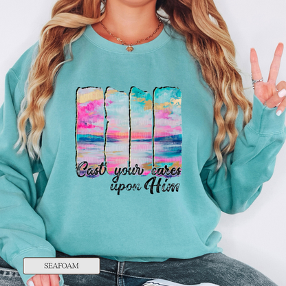 Comfort Colors Cast Your Cares Graphic Sweatshirt