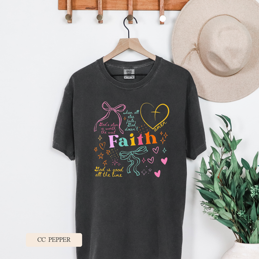 Youth Comfort Colors Short Sleeve Faith Doodle Colorful T Shirt