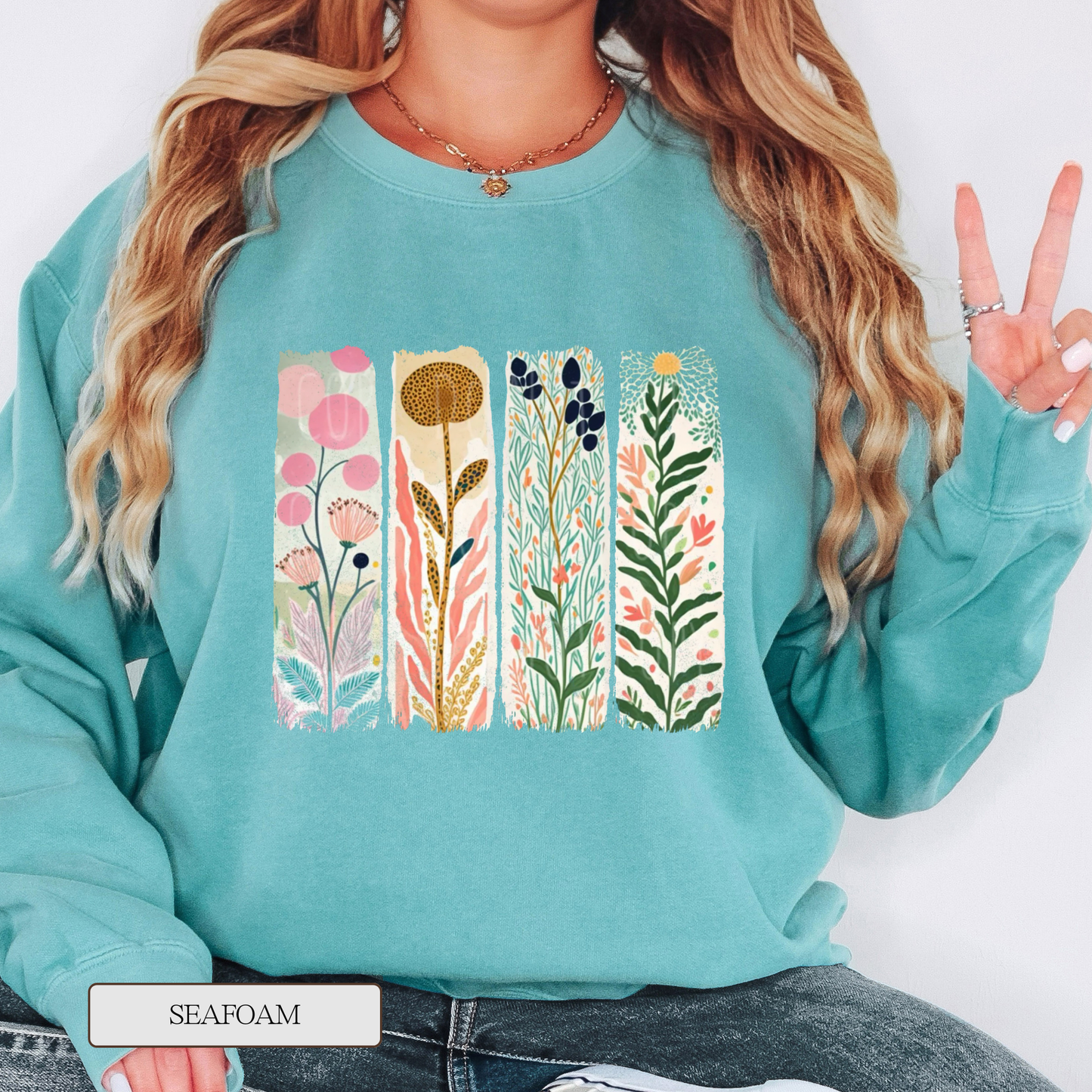 Comfort Colors Floral Collage Graphic Sweatshirt