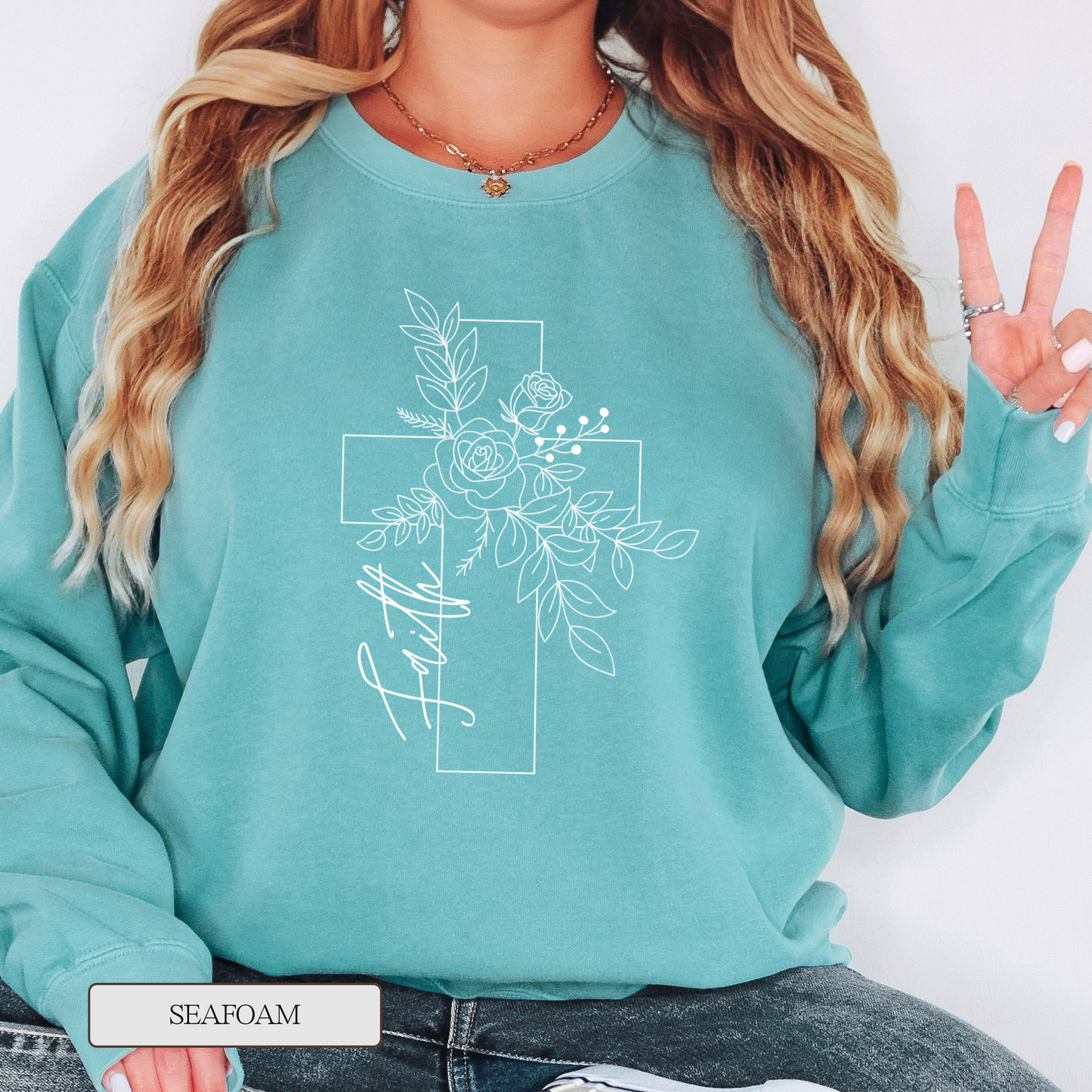 Comfort Colors Faith Cross Graphic Sweatshirt