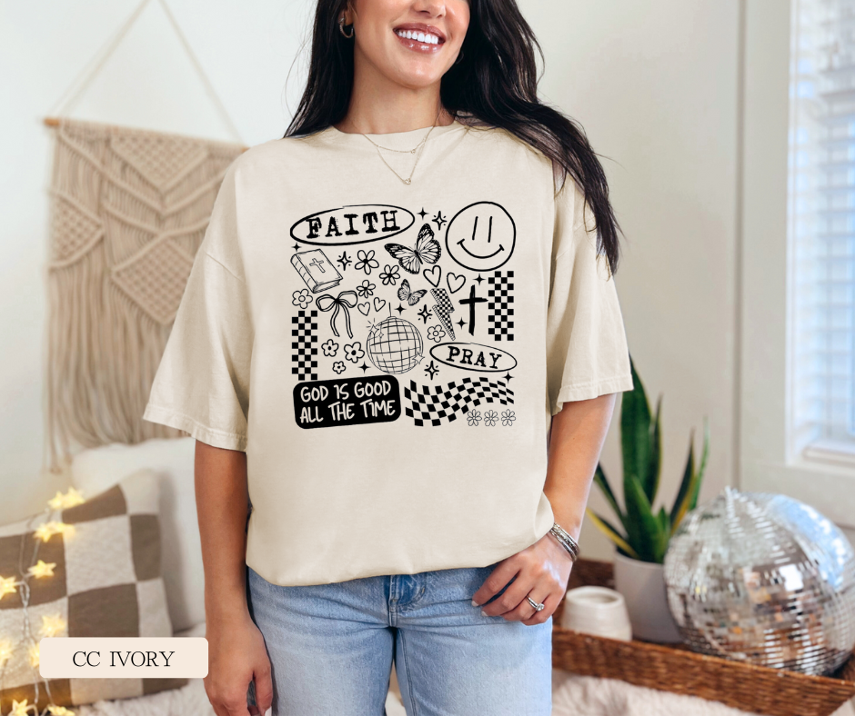 Faith Doodle Collage Comfort Colors Tee