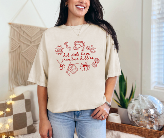 Adult Comfort Colors Hot Girls Have Grandma Hobbies Graphic Tee