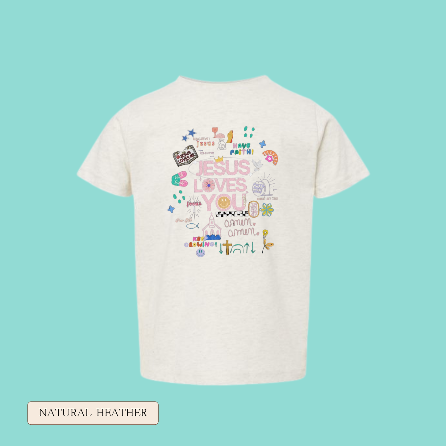 Toddler Jesus Loves You Doodle Short Sleeve Graphic Tee