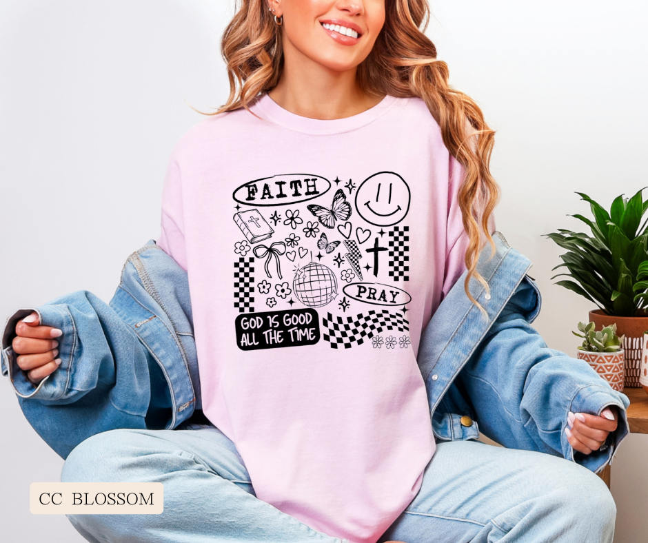 Faith Doodle Collage Comfort Colors Tee
