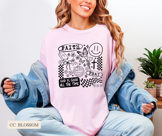 Faith Doodle Collage Comfort Colors Tee