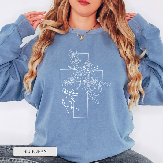 Comfort Colors Faith Cross Graphic Sweatshirt