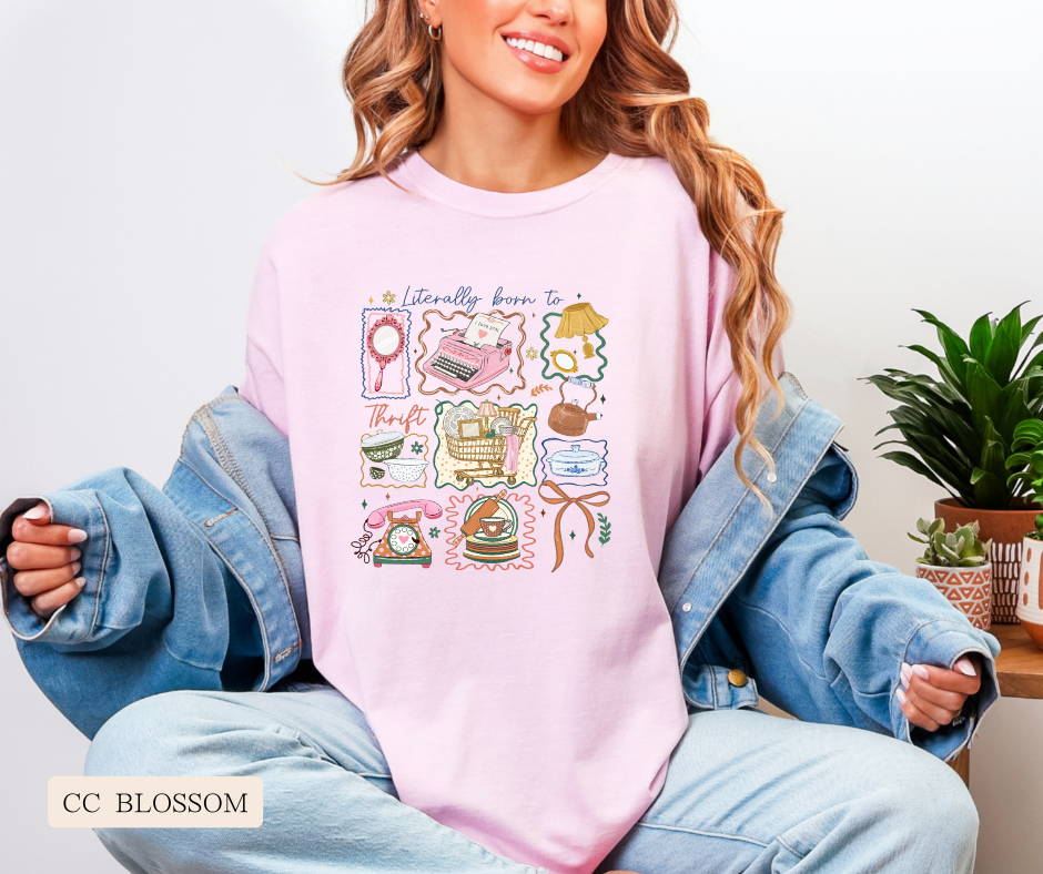 Adult Comfort Colors Born to Thrift Color Graphic Tee
