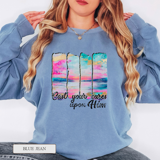 Comfort Colors Cast Your Cares Graphic Sweatshirt