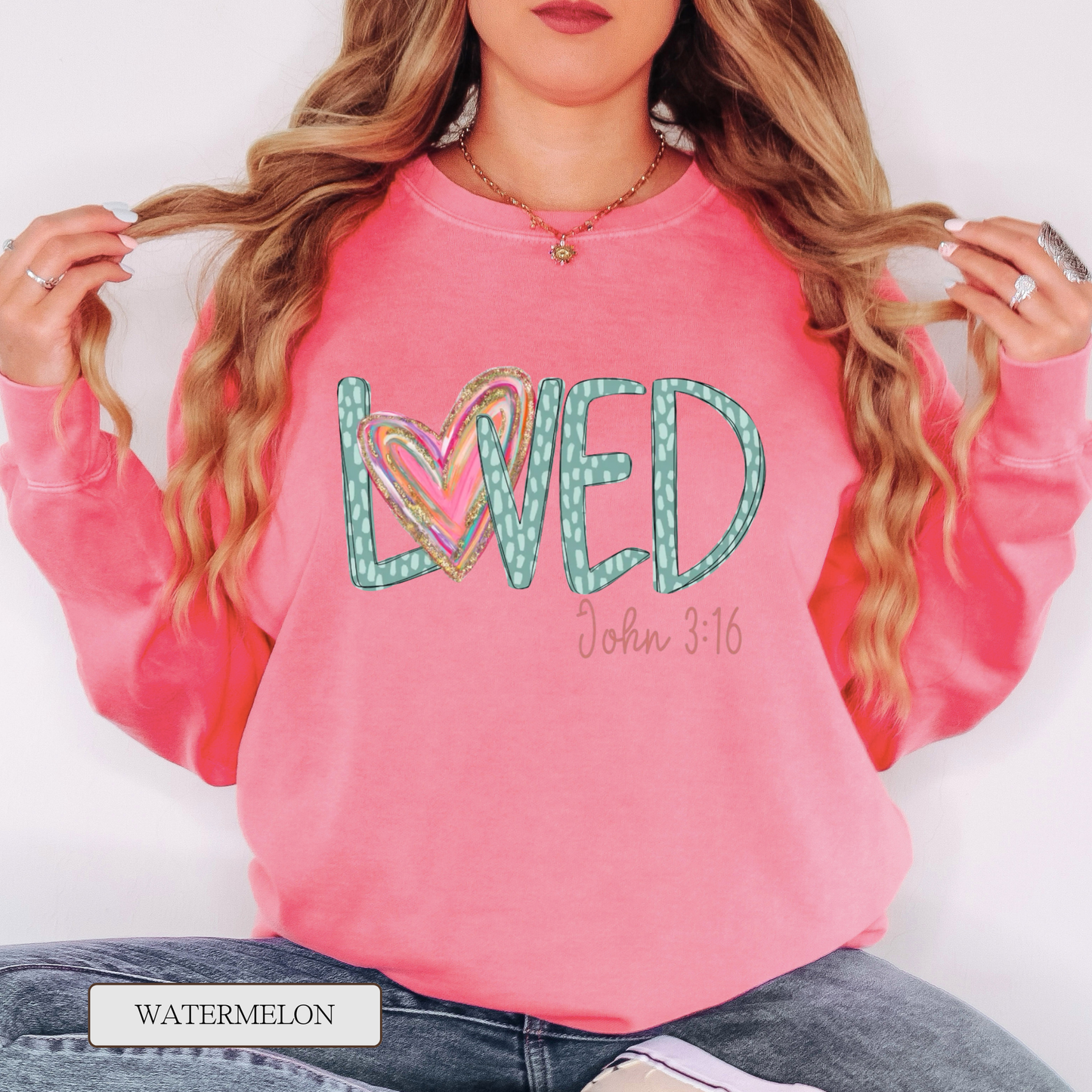 Comfort Colors Crewneck Loved Graphic Sweatshirt