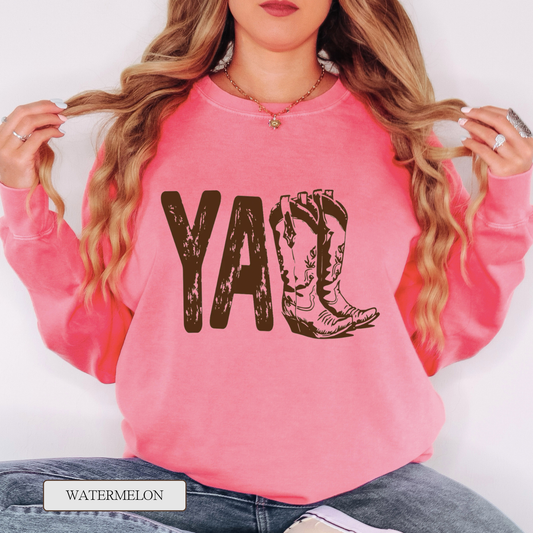 Comfort Colors Y'all Boots Graphic Sweatshirt