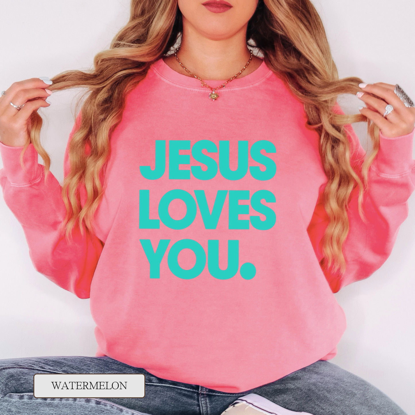 Comfort Colors Jesus Loves You Graphic Sweatshirt