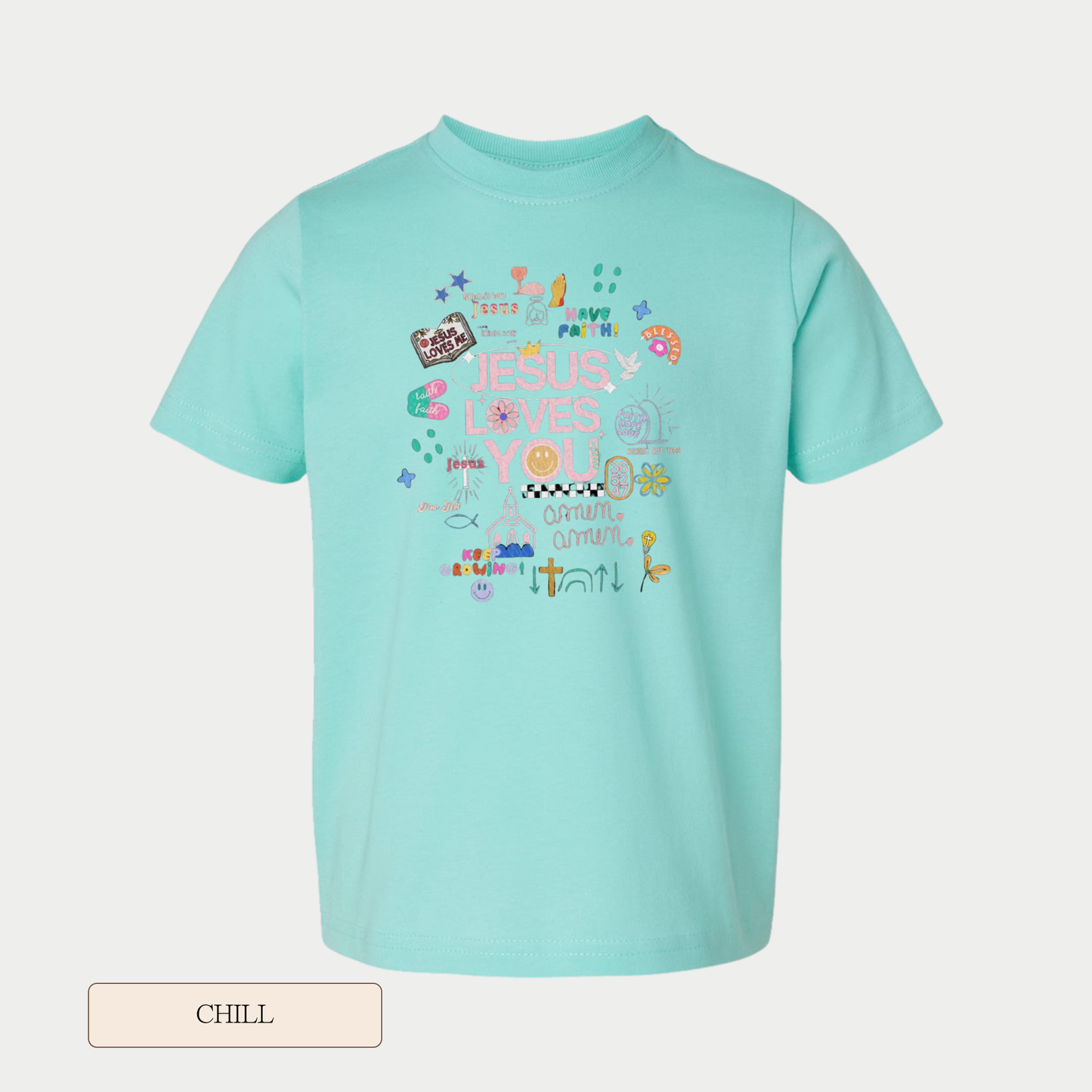 Toddler Jesus Loves You Doodle Short Sleeve Graphic Tee