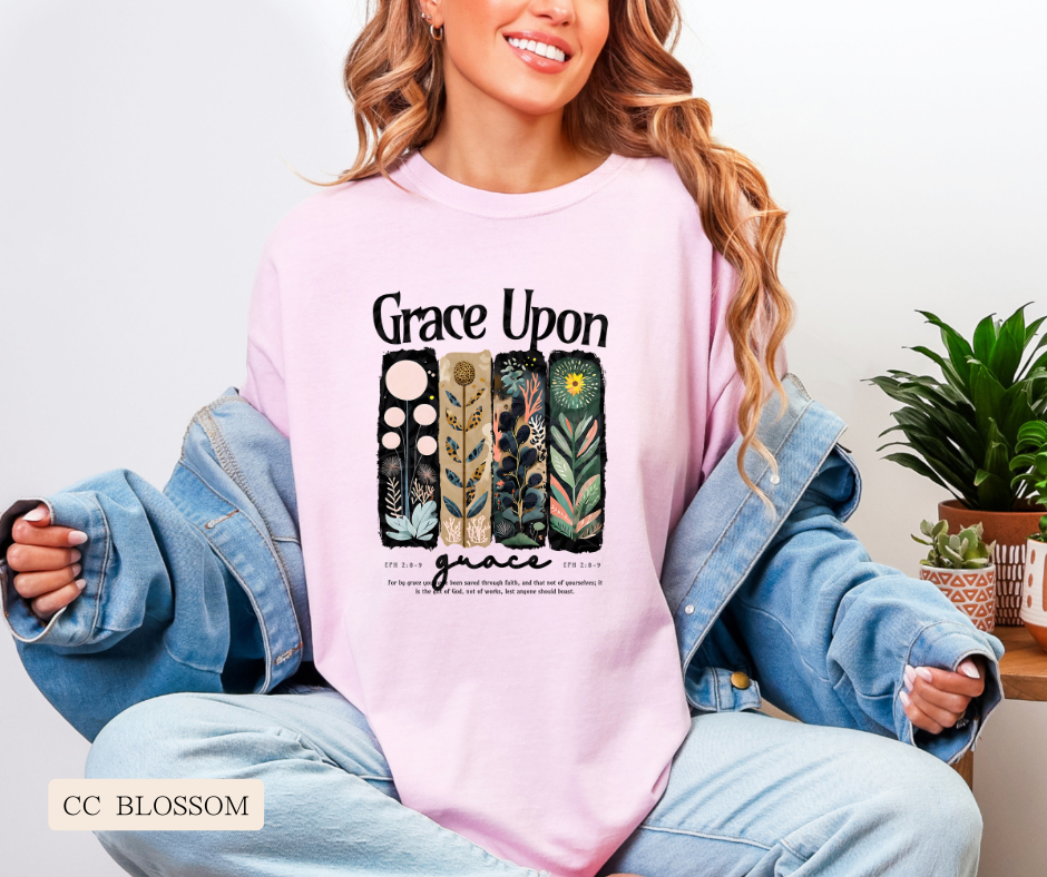 Adult Grace Upon Grace Floral Comfort Colors Tee