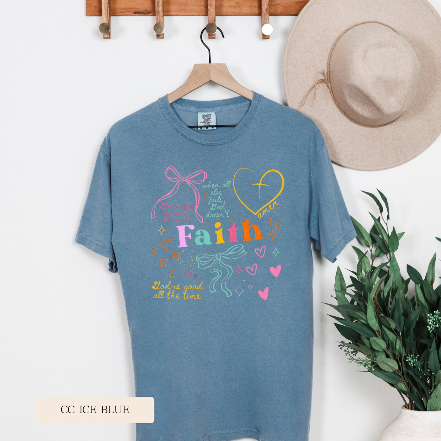 Youth Comfort Colors Short Sleeve Faith Doodle Colorful T Shirt