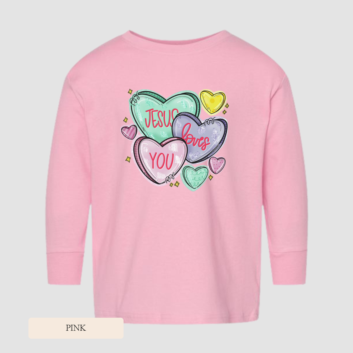 Youth/Toddler Jesus Loves You Long Sleeve Hearts Tee