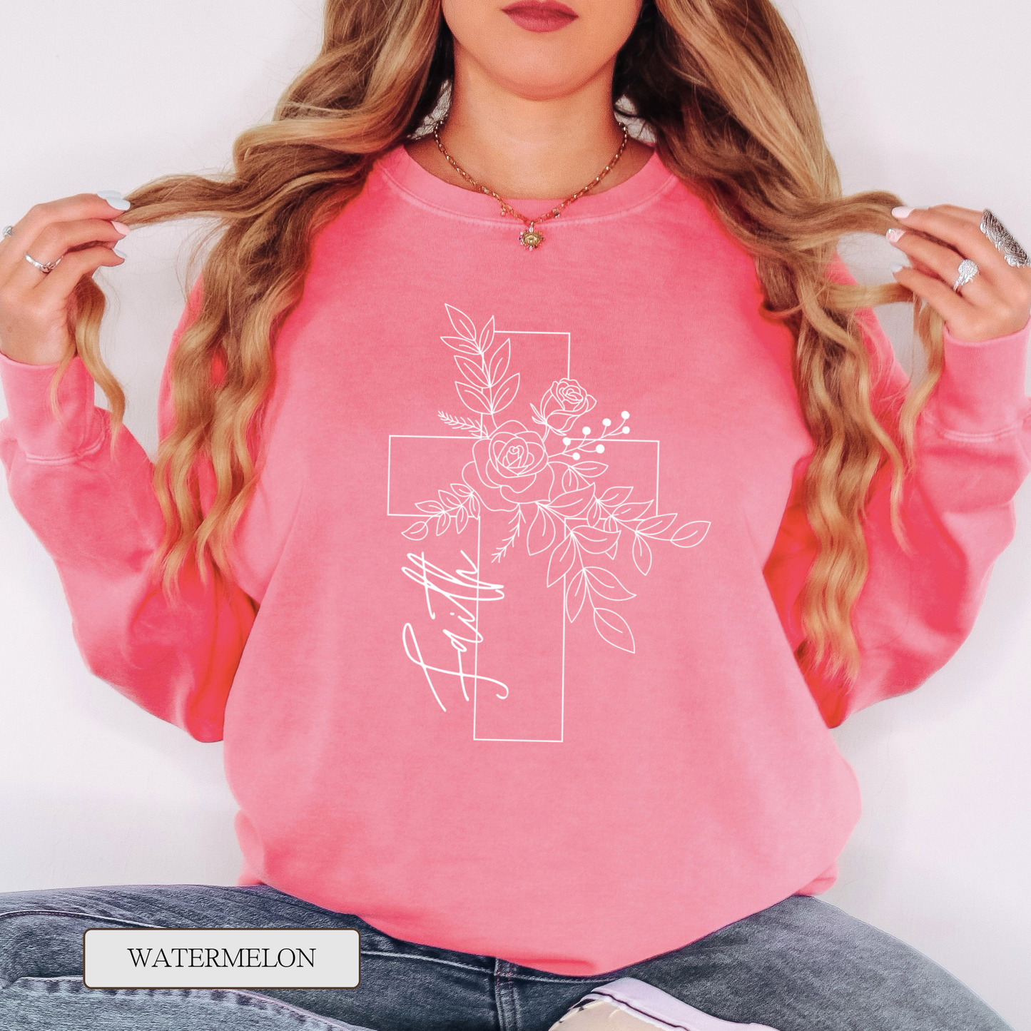 Comfort Colors Faith Cross Graphic Sweatshirt
