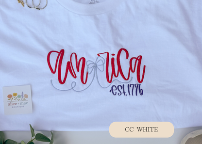 America Embroidered Shirt | Embroidered Comfort Colors Patriotic Tee