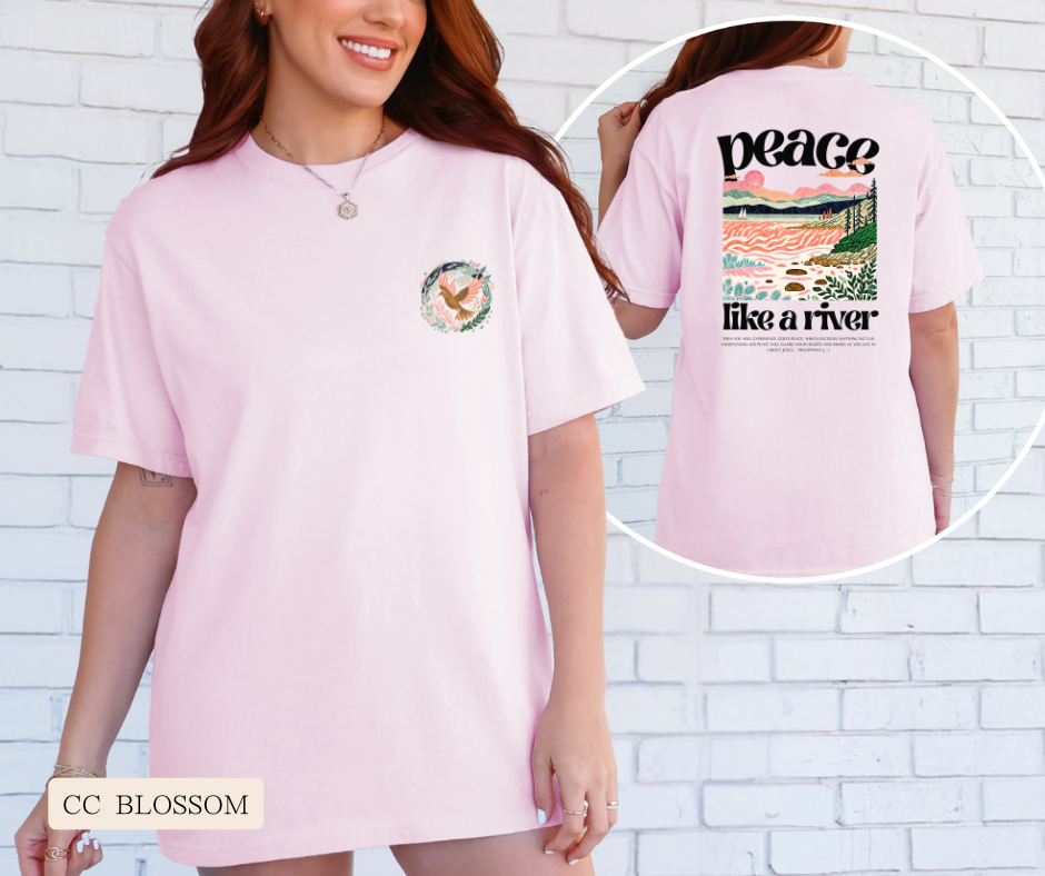 Adult Peace Like A River Comfort Colors Tee
