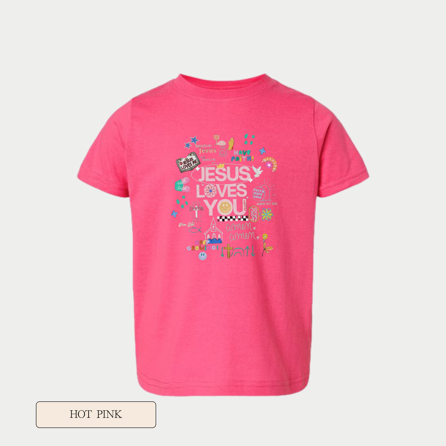 Toddler Jesus Loves You Doodle Short Sleeve Graphic Tee