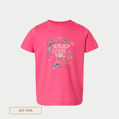 Toddler Jesus Loves You Doodle Short Sleeve Graphic Tee