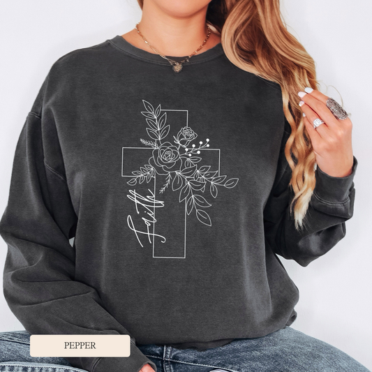 Comfort Colors Faith Cross Graphic Sweatshirt