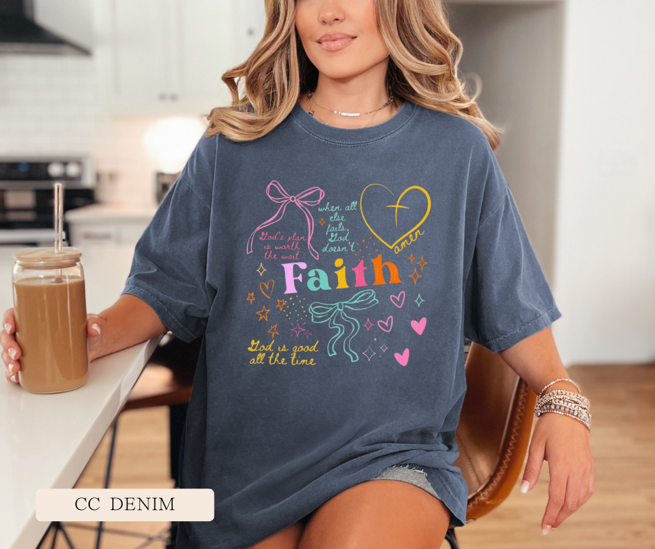 Adult Faith Doodle Collage Tee Comfort Colors Tee