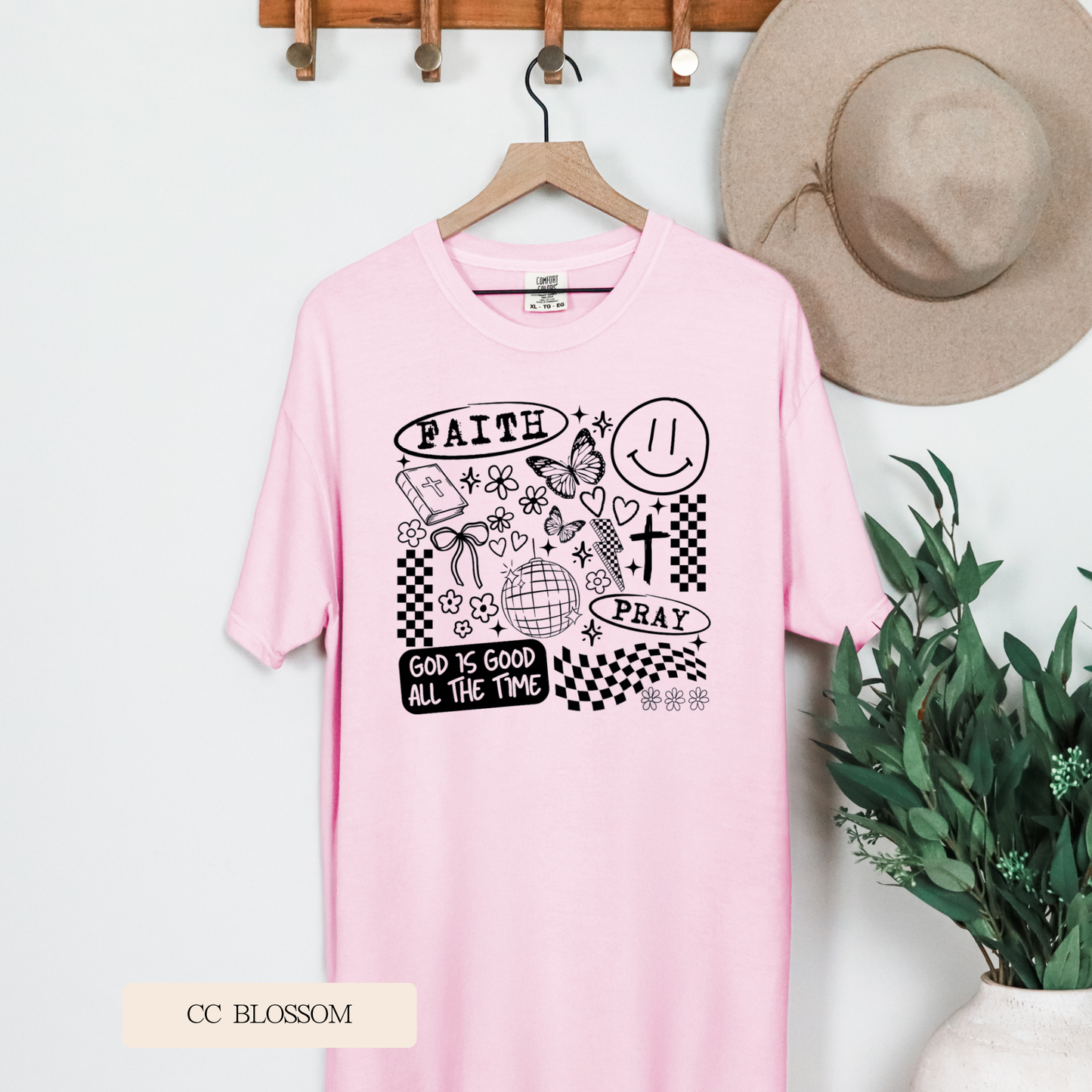 Youth Comfort Colors Short Sleeve Faith Doodle Collage T Shirt