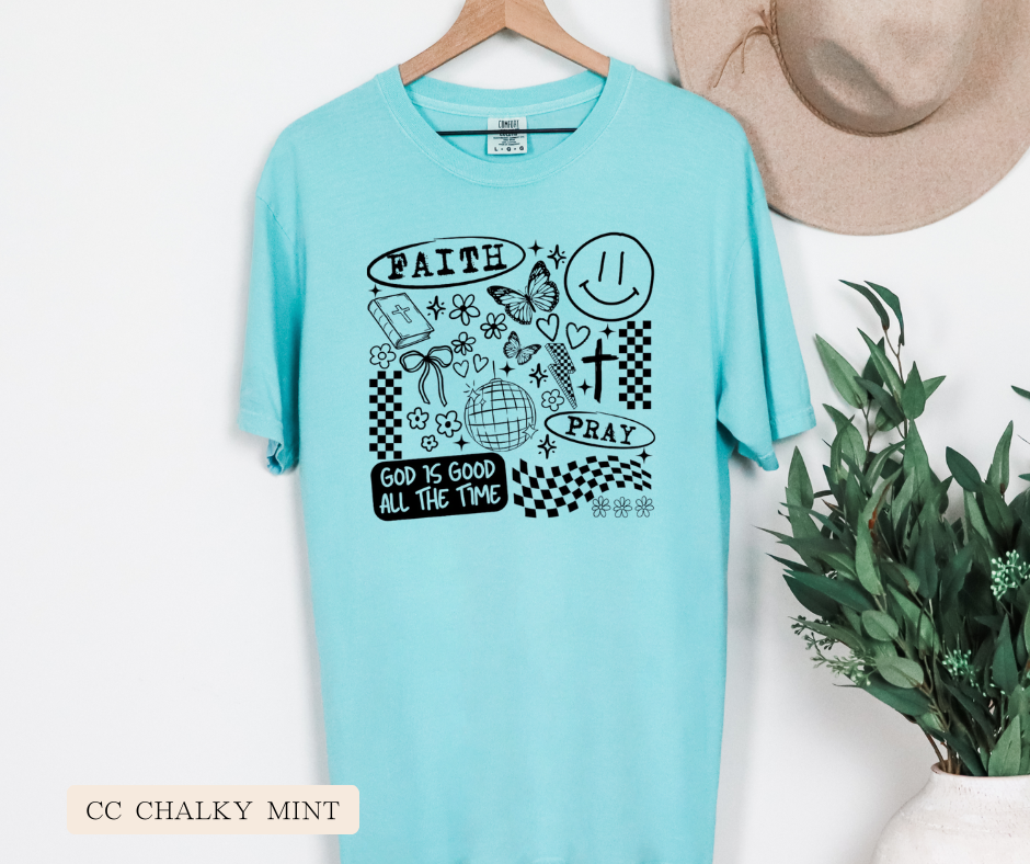 Faith Doodle Collage Comfort Colors Tee