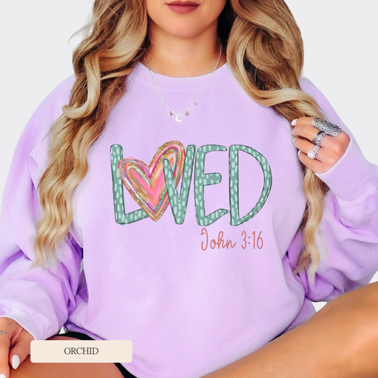 Comfort Colors Crewneck Loved Graphic Sweatshirt