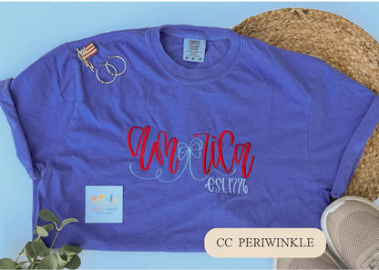 America Embroidered Shirt | Embroidered Comfort Colors Patriotic Tee