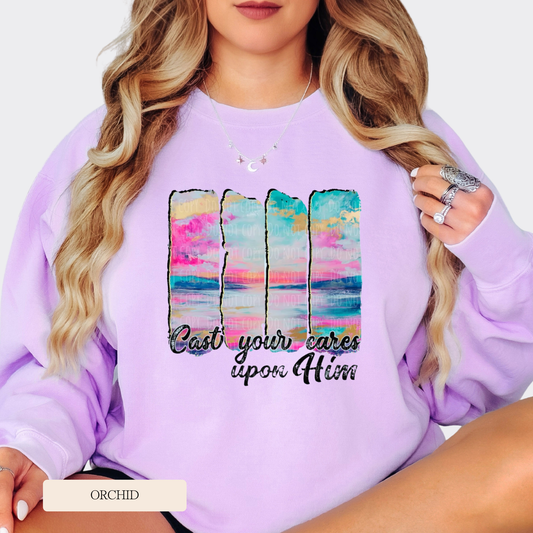 Comfort Colors Cast Your Cares Graphic Sweatshirt