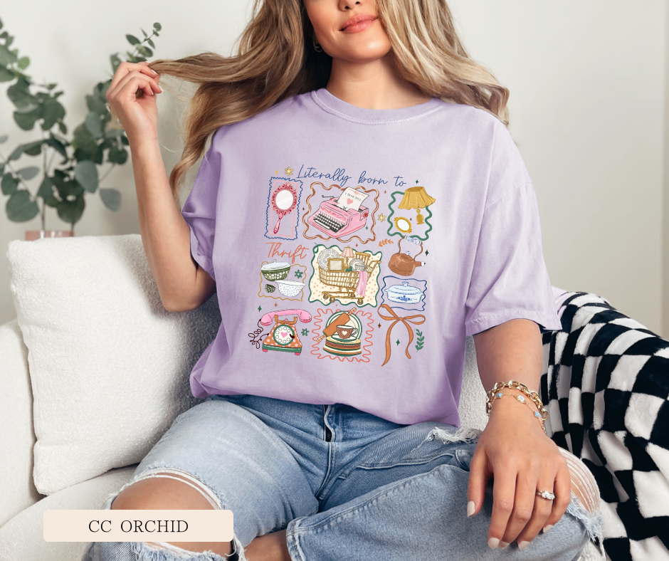 Adult Comfort Colors Born to Thrift Color Graphic Tee