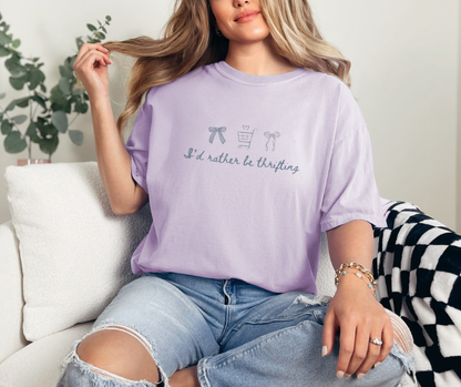 Adult Comfort Colors I'd Rather Be Thrifting Doodle Graphic Tee