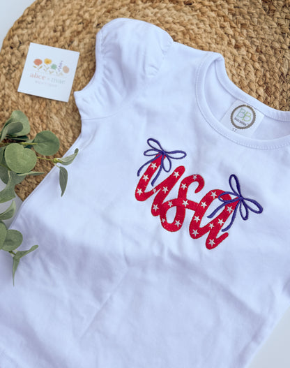 Children's USA Patriotic Shirt | Embroidered Boutique Blanks Tee