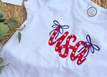 Children's USA Patriotic Shirt | Embroidered Boutique Blanks Tee
