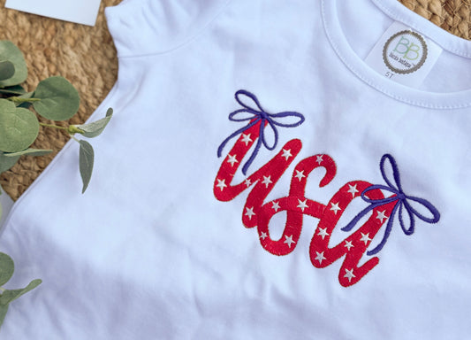 Children's USA Patriotic Shirt | Embroidered Boutique Blanks Tee