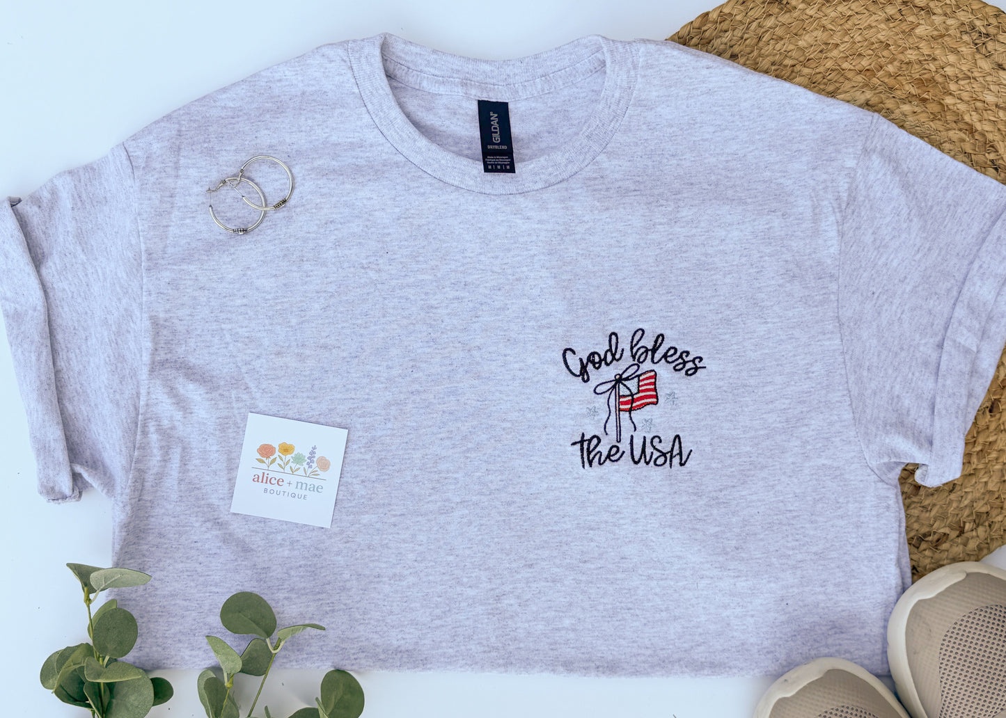 God Bless the USA Shirt | Embroidered Comfort Colors Patriotic Tee