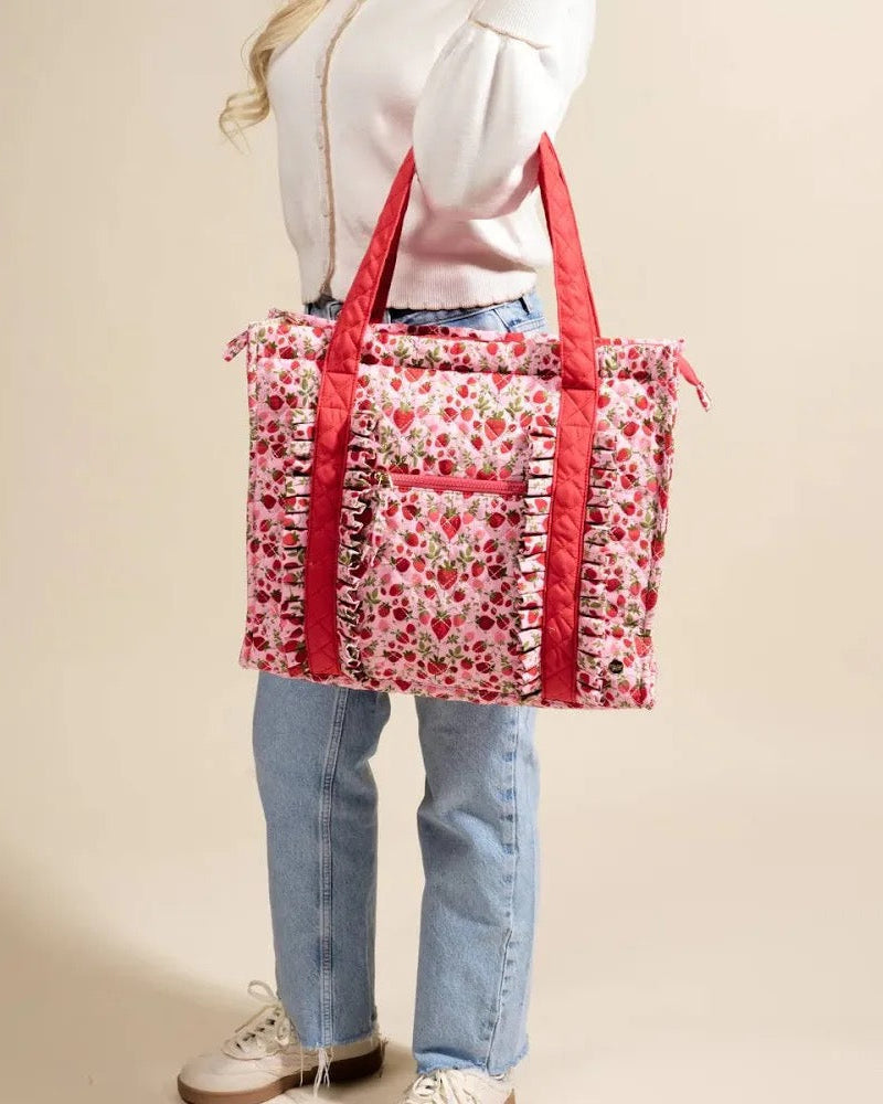 Strawberry Fields Everyday Quilted Tote Bag