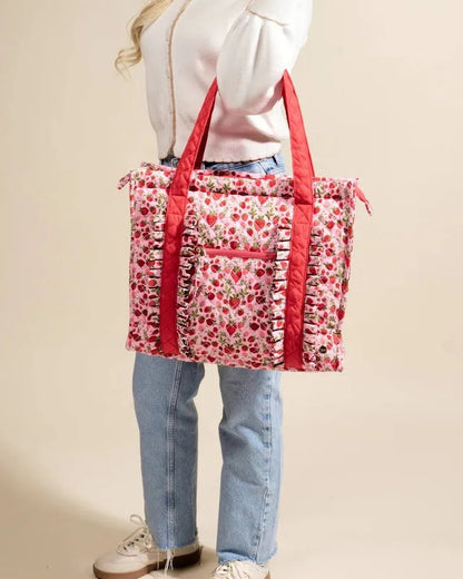 Strawberry Fields Everyday Quilted Tote Bag
